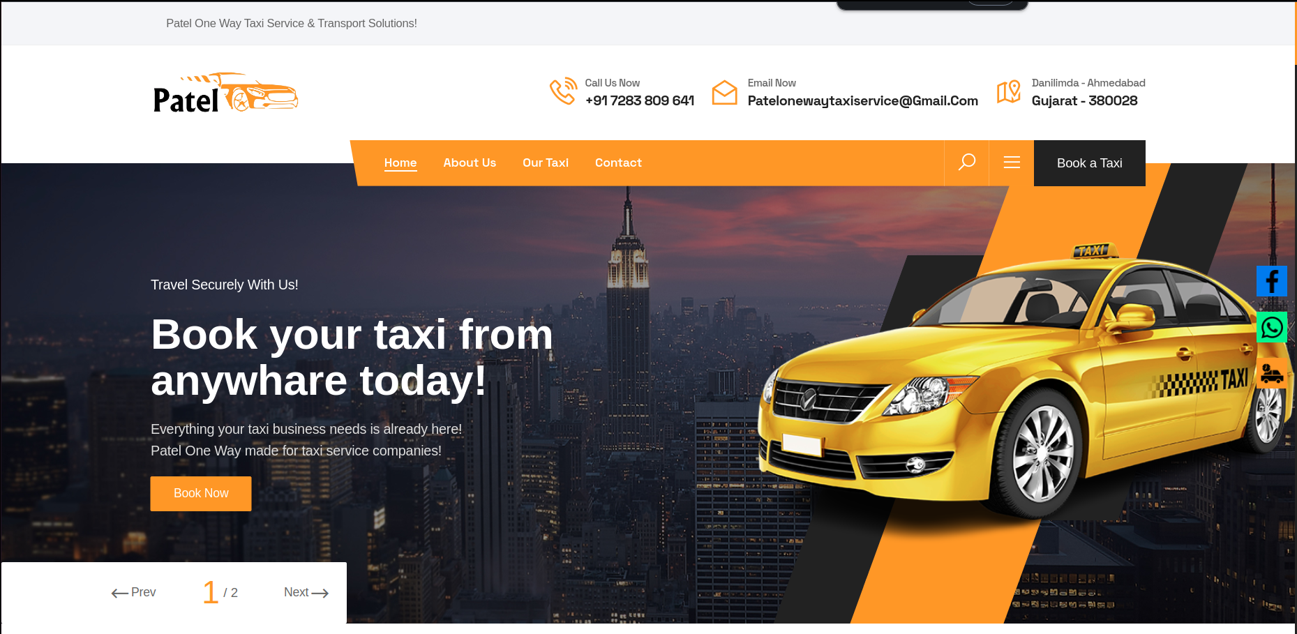 Patel One Way Taxi Website Developme project preview